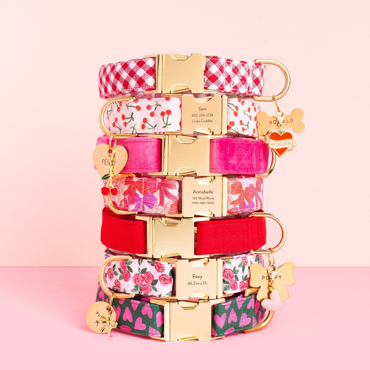 Hot Pink Gingham Dog Collar