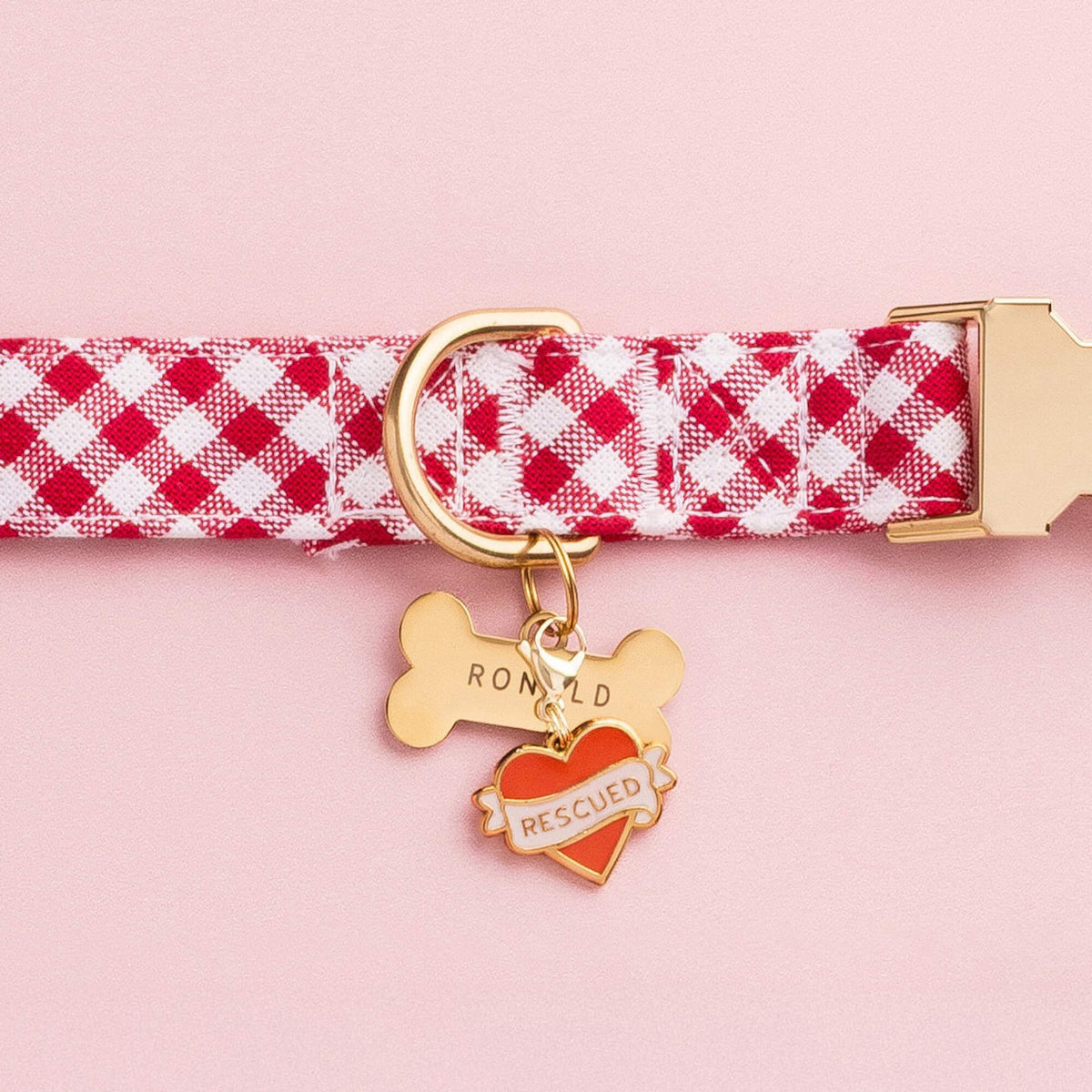 Red Gingham Dog Collar