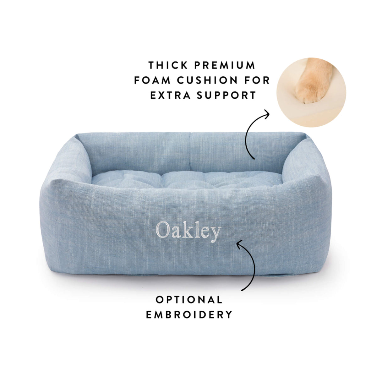 Chambray Blue Bolster Dog Bed