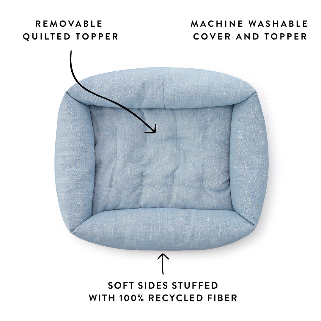 Chambray Blue Bolster Dog Bed