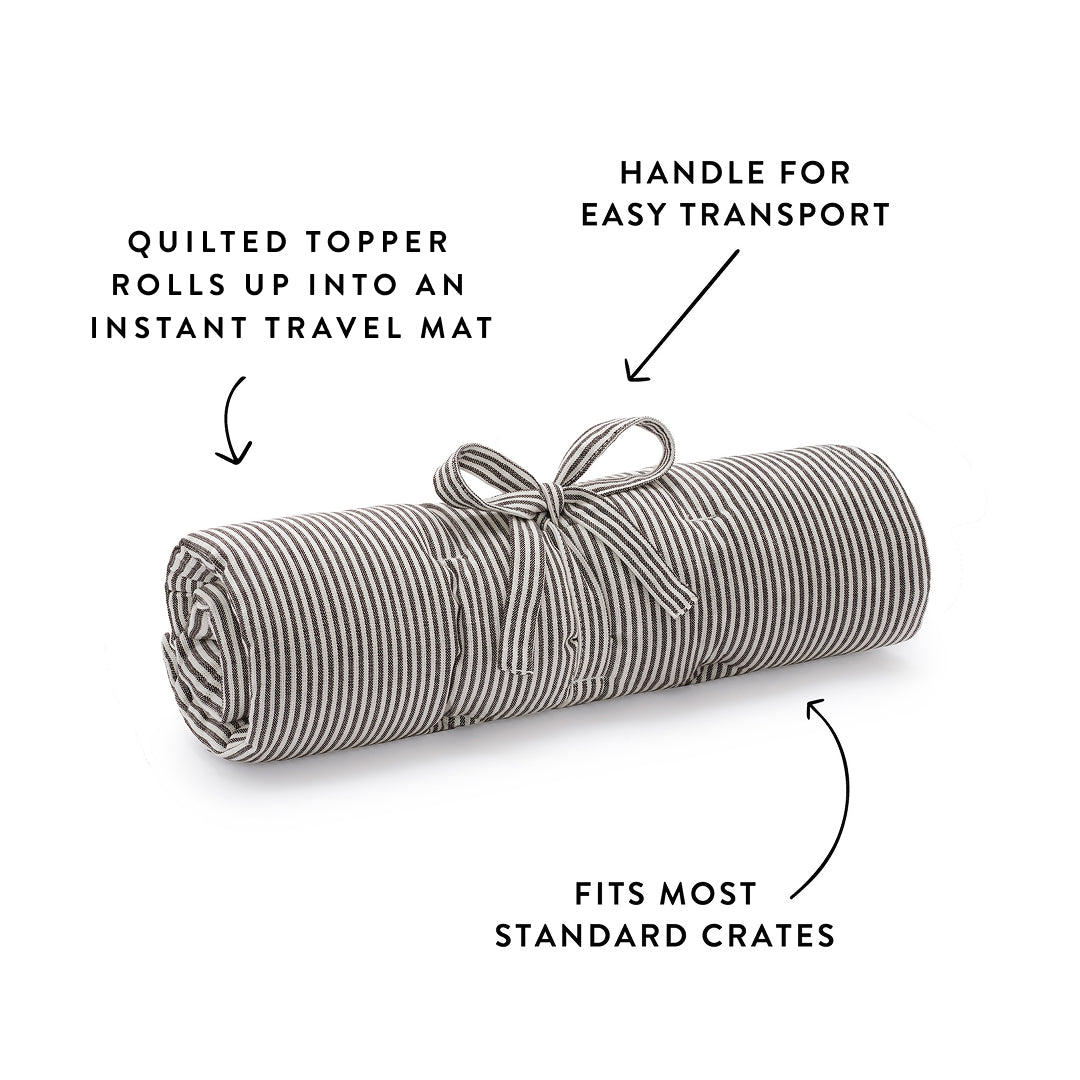 Charcoal Stripe Bolster Dog Bed
