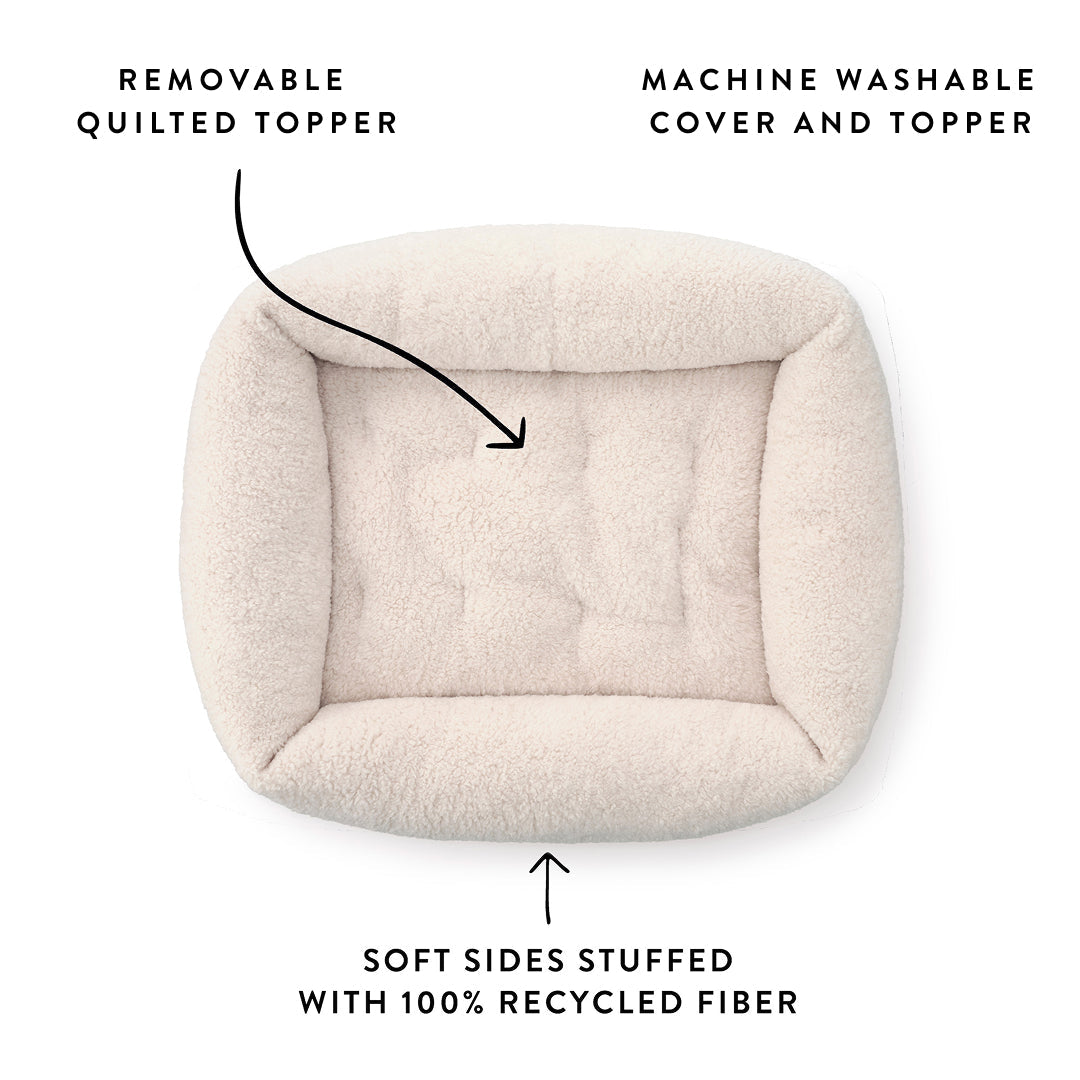 Ivory Recycled Sherpa Bolster Dog Bed