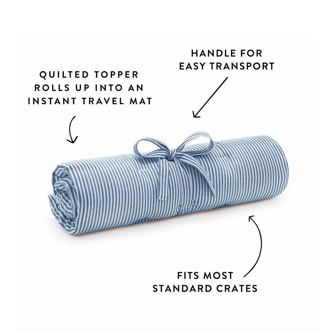 Lake Blue Stripe Bolster Dog Bed