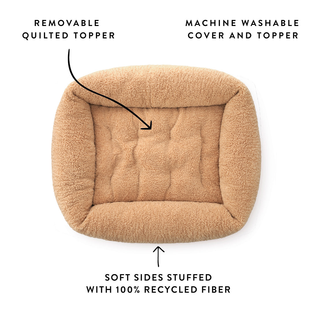 Latte Recycled Sherpa Bolster Dog Bed