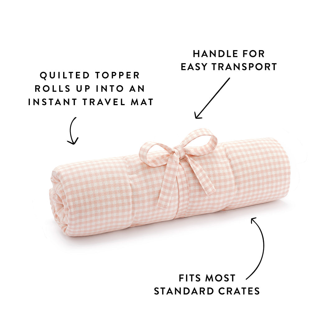 Blush Pink Gingham Bolster Dog Bed