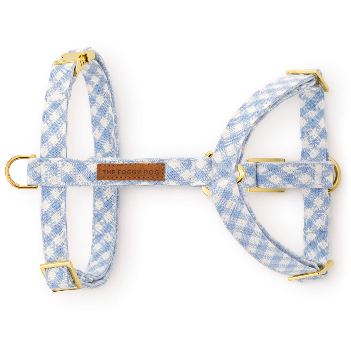 Sky Blue Gingham Dog Harness