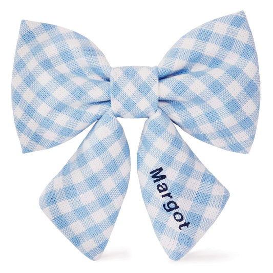 Sky Blue Gingham Lady Dog Bow