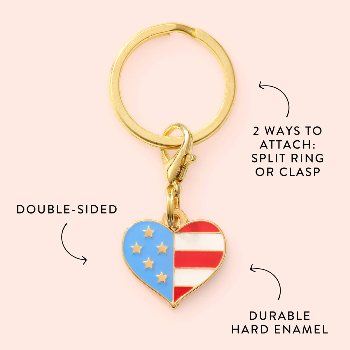 I Heart America Collar Charm