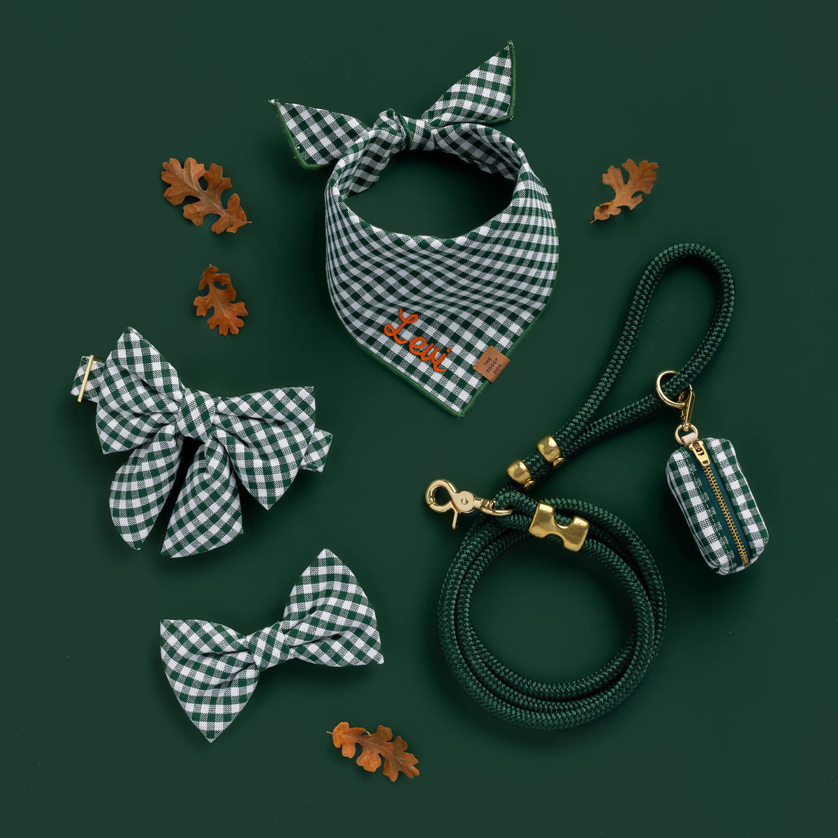 Evergreen Gingham Lady Dog Bow