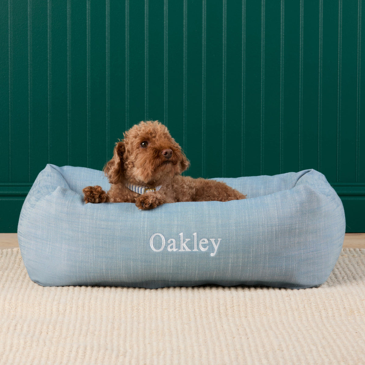 Chambray Blue Bolster Dog Bed