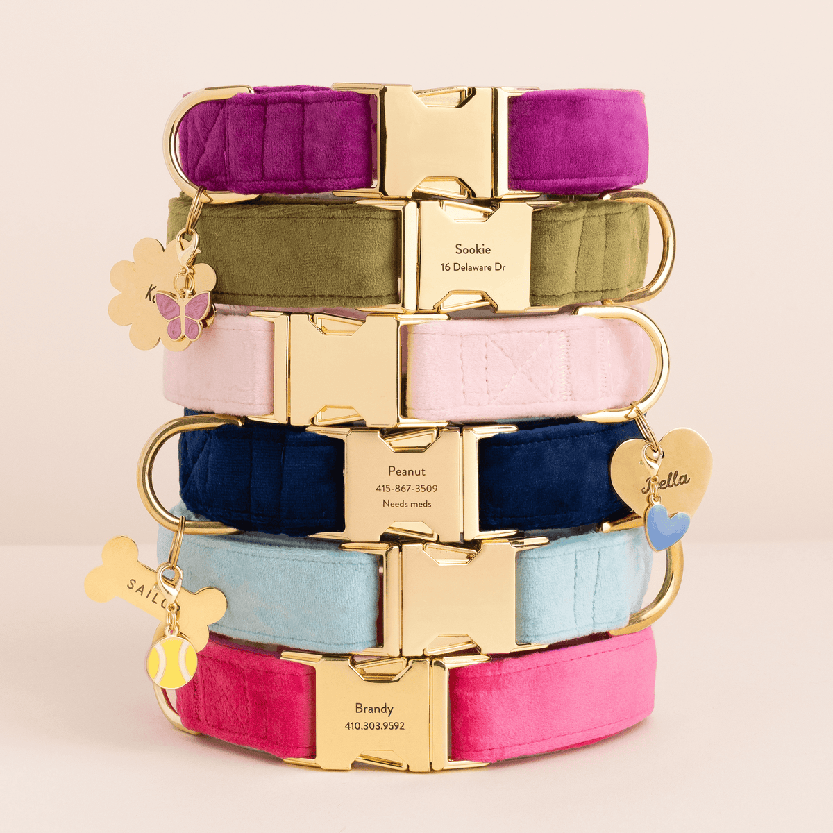 Hot Pink Velvet Dog Collar