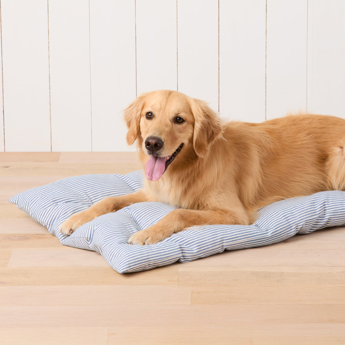 Lake Blue Stripe Bolster Dog Bed