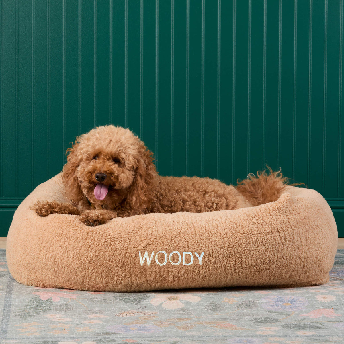 Latte Recycled Sherpa Bolster Dog Bed