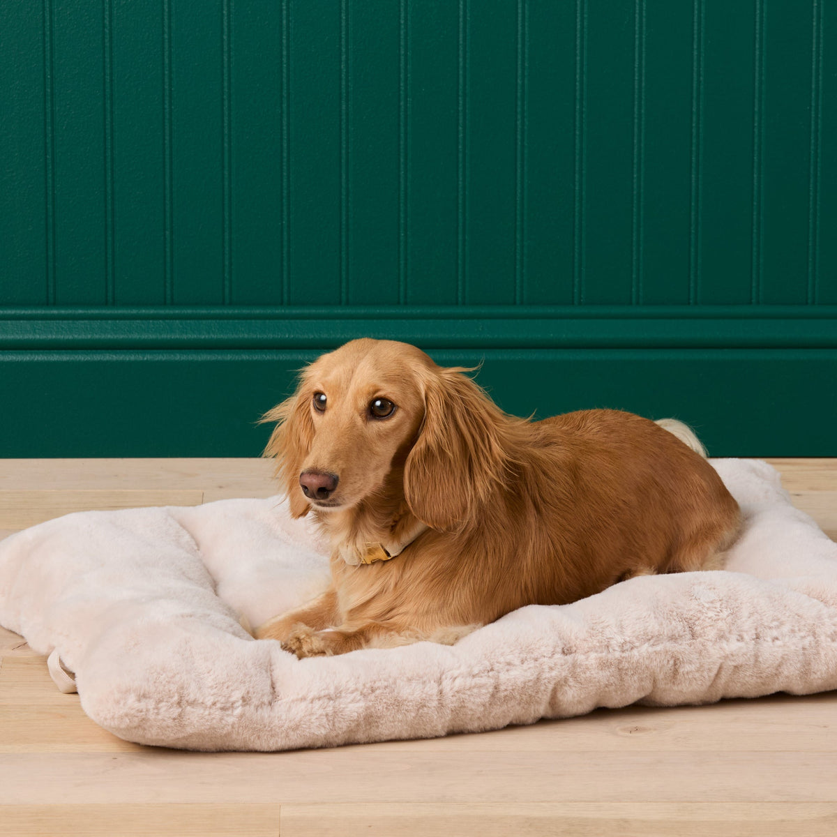 Natural Recycled Faux Fur Bolster Dog Bed