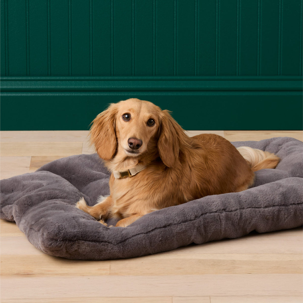 Smoky Gray Recycled Faux Fur Bolster Dog Bed