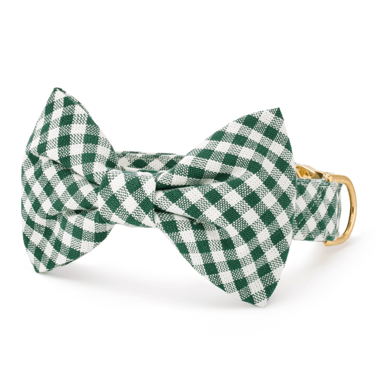 Evergreen Gingham Bow Tie Collar
