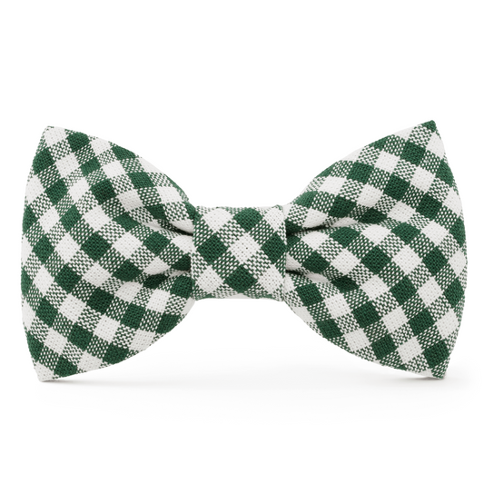 Evergreen Gingham Dog Bow Tie