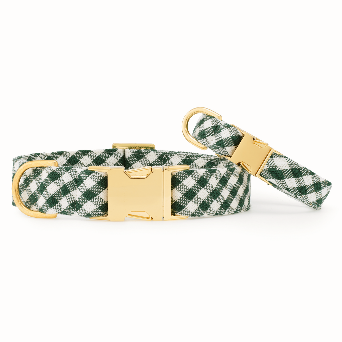 Evergreen Gingham Dog Collar