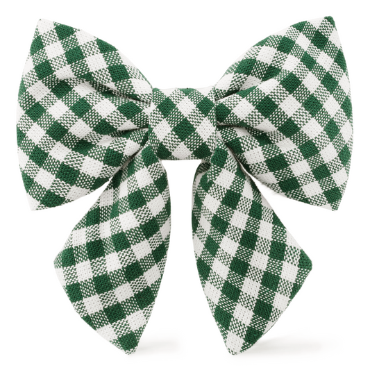Evergreen Gingham Lady Dog Bow