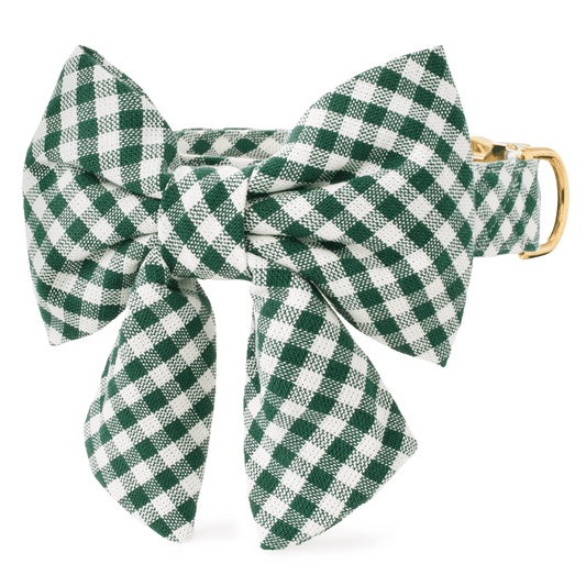 Evergreen Gingham Lady Bow Collar