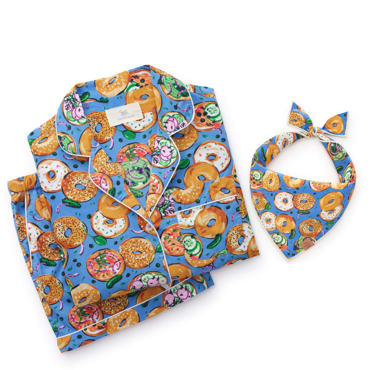 Printfresh x TFD Bagels & Schmear Mom + Dog Matching Gift Set (Short PJs)