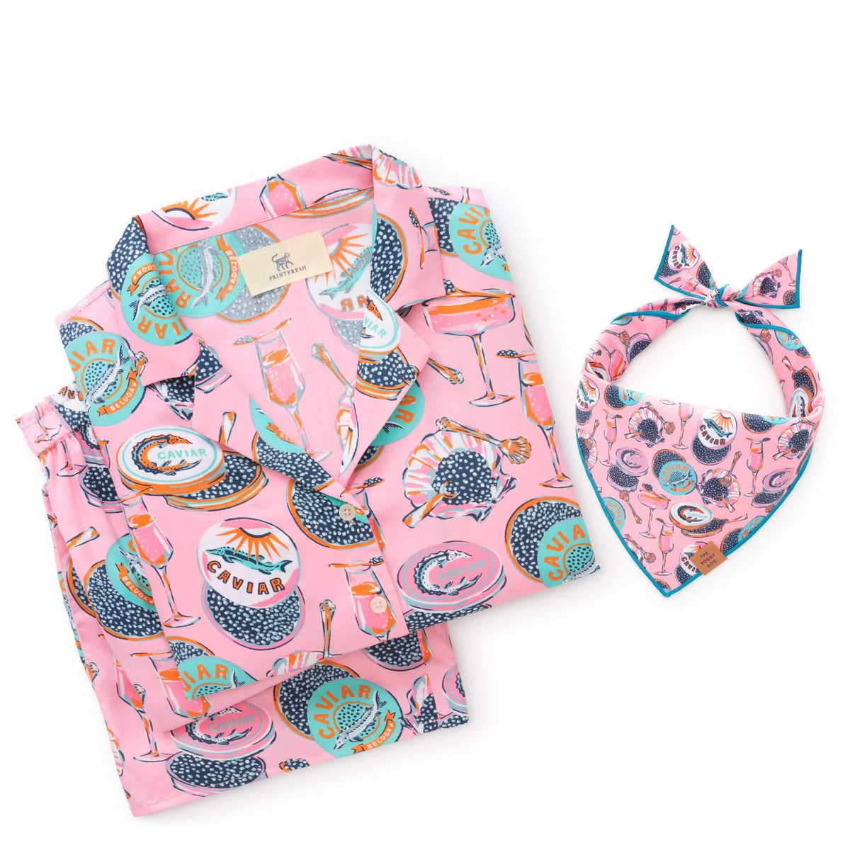 Printfresh x TFD Champagne & Caviar Mom + Dog Matching Gift Set (Long PJs)