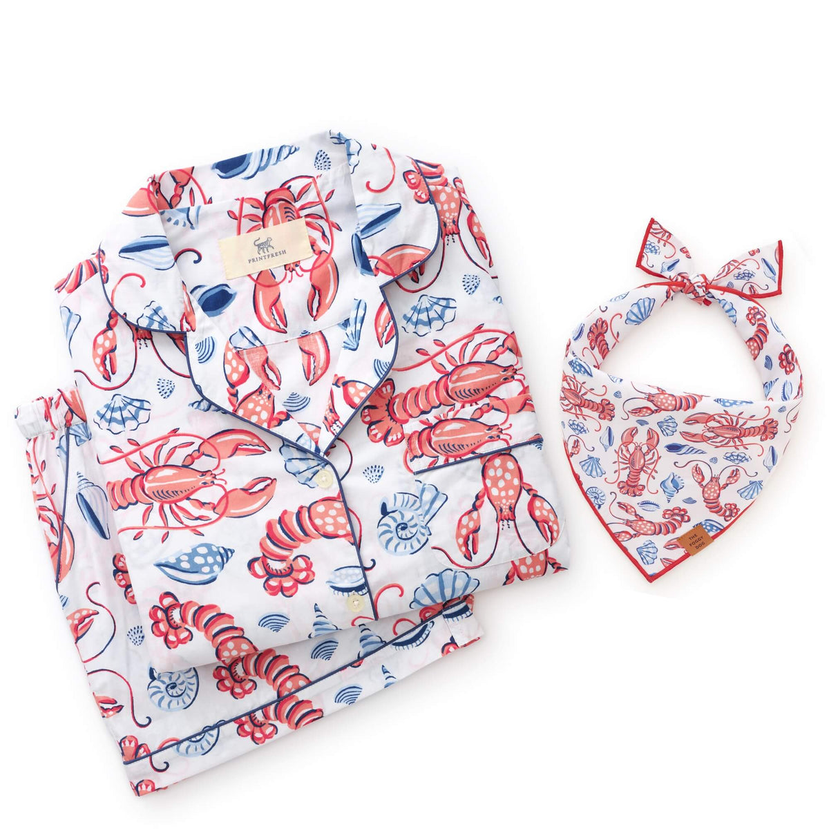 Printfresh x TFD Lobster Landing Mom + Dog Matching Gift Set (Short PJs)