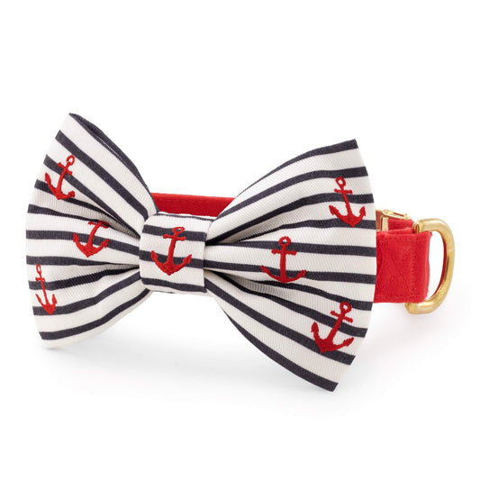 Anchor Embroidered Bow Tie Collar