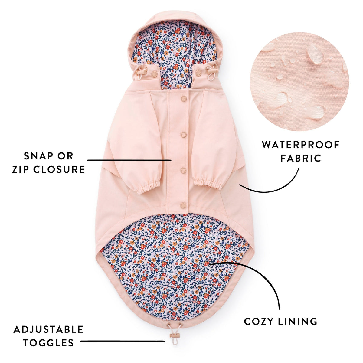 Petal Pink Dog Raincoat