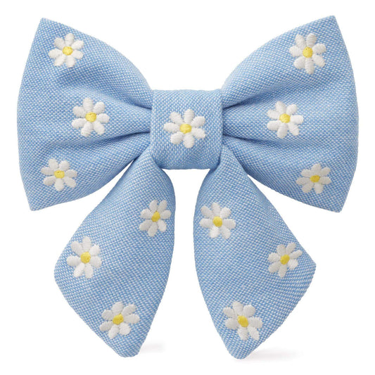 Daisy Embroidered Lady Dog Bow