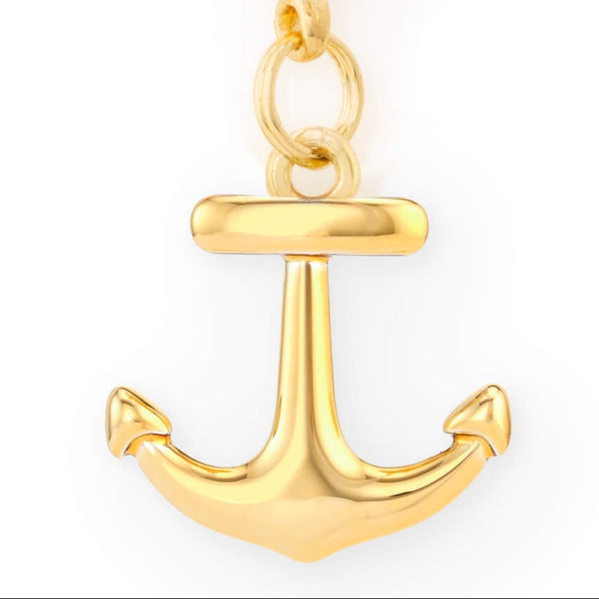 Gold Anchor Collar Charm