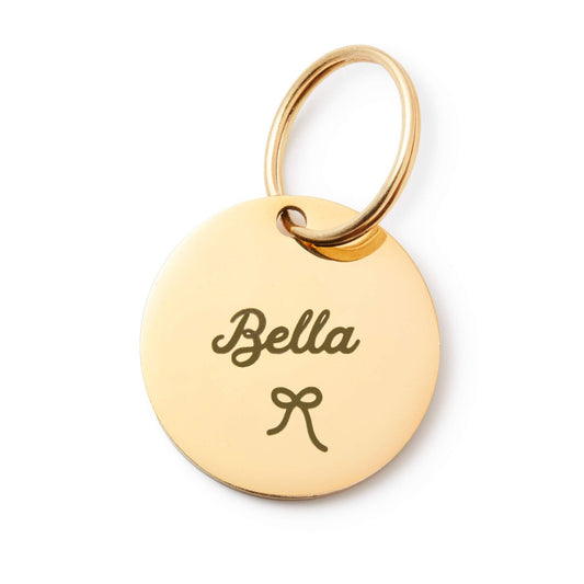 Circle Pet ID Tag: Bow Icon