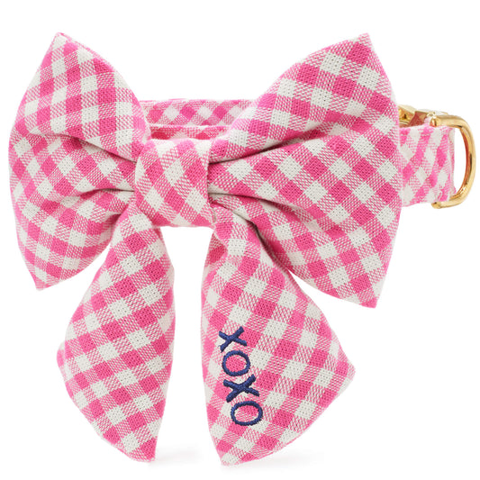 Hot Pink Gingham Lady Bow Collar